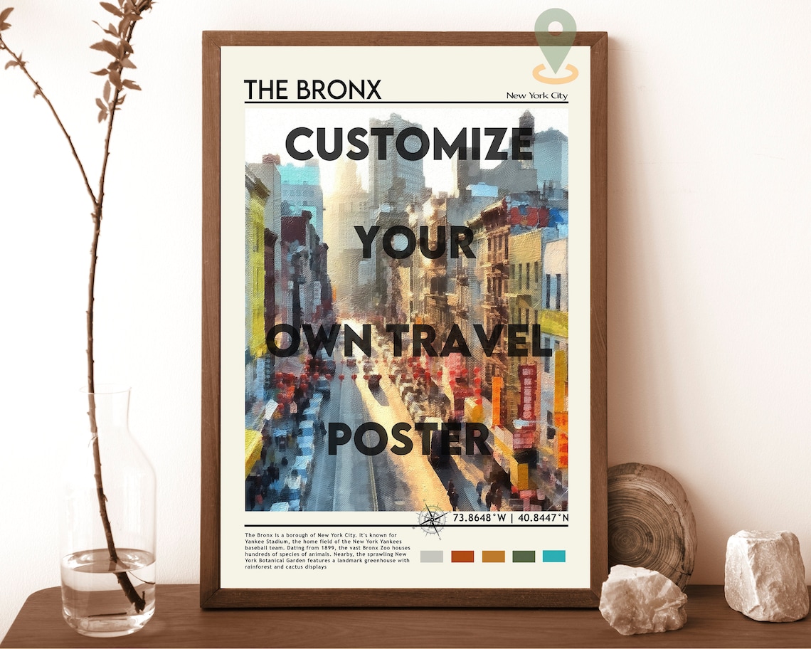 The Bronx New York City Custom Travel Photo Poster Gift Decor