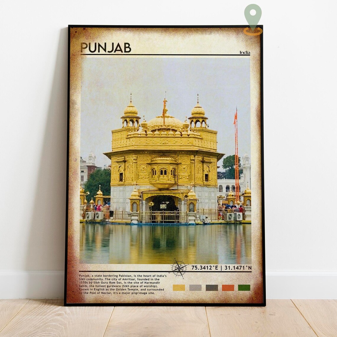 Punjab India Golden Temple Amritsar Reflecting Pool View Poster - Image 6
