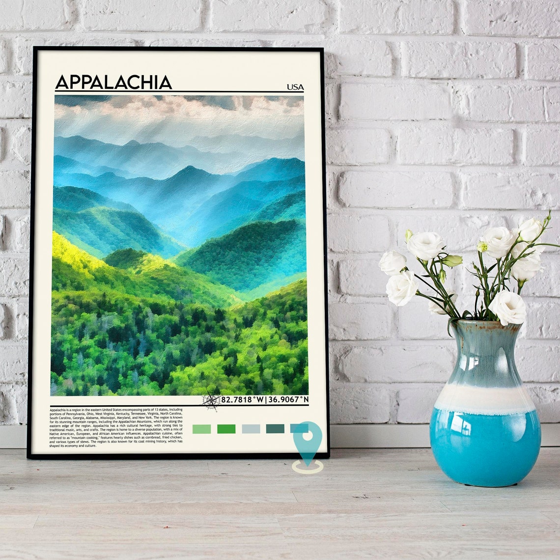 Appalachia USA Blue Misty Mountain Layers Painterly Landscape Poster - Image 5