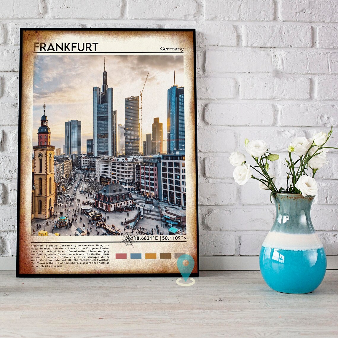 Frankfurt Germany Old Town Square Skyline Cityscape Travel Poster - Image 5