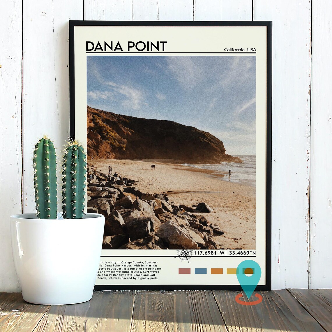 Dana Point California Beach Rocky Shore Coastal Travel Art Poster - Image 4