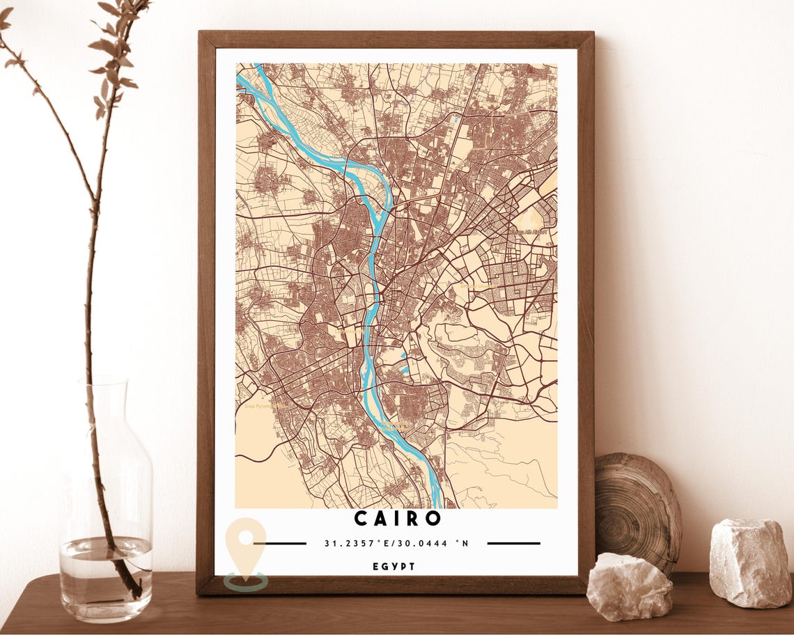 Cairo Egypt City Street Map Nile Gold Green Poster Wall Decor - Image 5