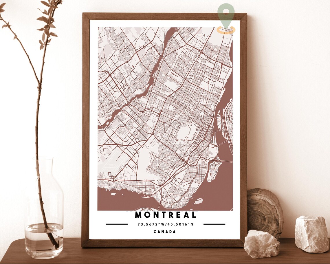 Montreal Canada City Street Map Modern Red Art Print for Bold Modern Walls - Image 5