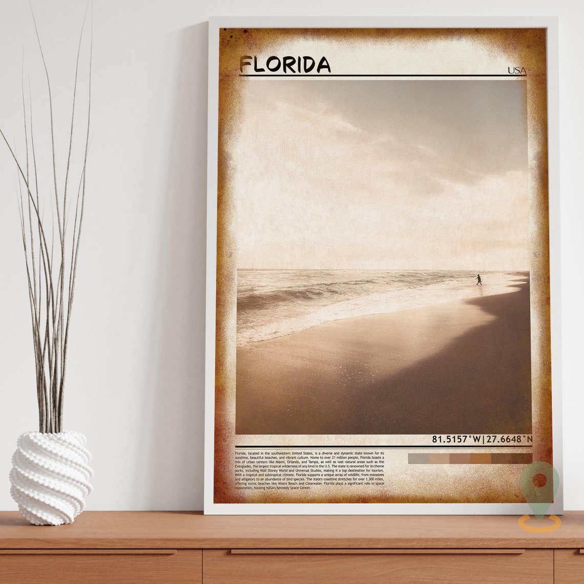 Florida Beach Sunrise Waves Minimalist Coastal Travel Poster - Image 3