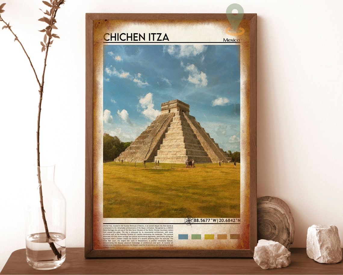 Chichen Itza Print Chichen Itza Poster Chichen Itza Wall Art Chichen Itza Travel Chichen Itza Art Print Chichen Itza Artwork Mexico - Image 6