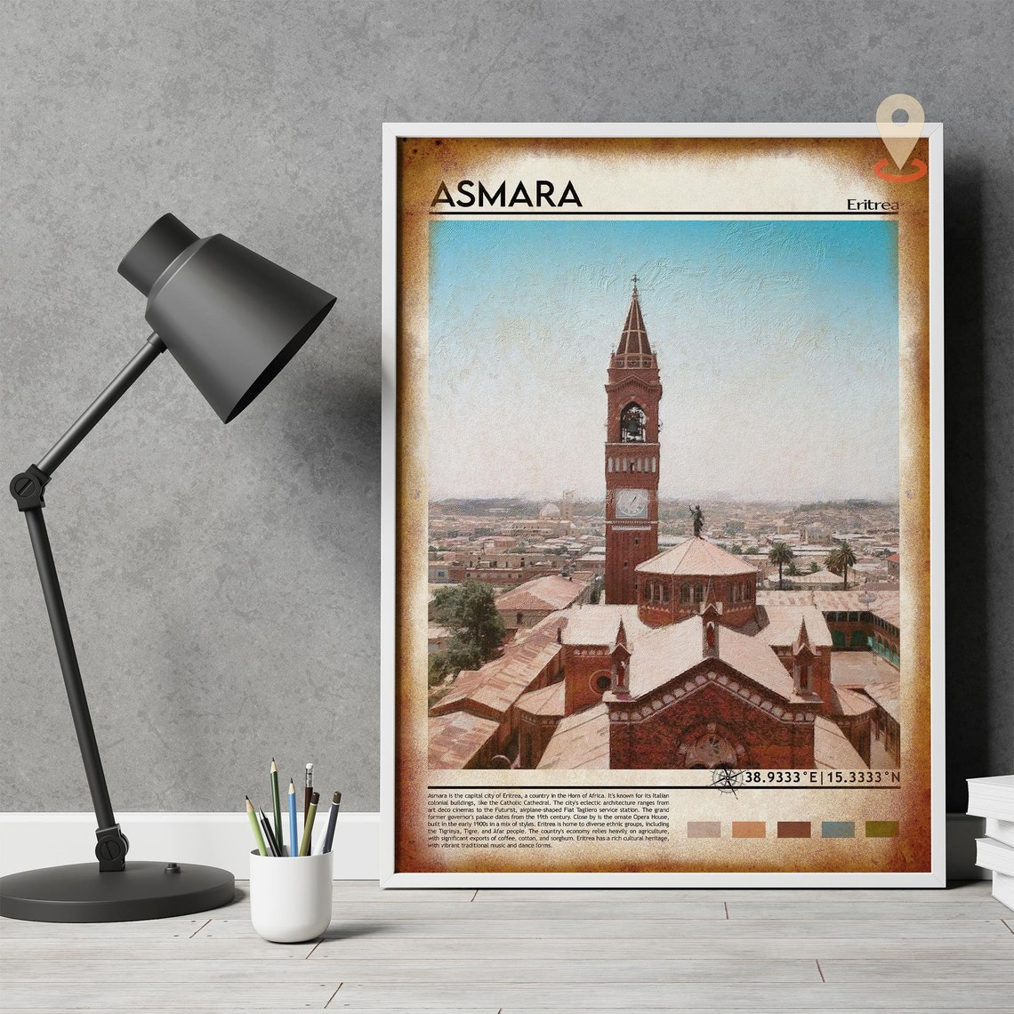 Asmara Eritrea Cathedral Bell Tower Historic City View Poster - Image 4