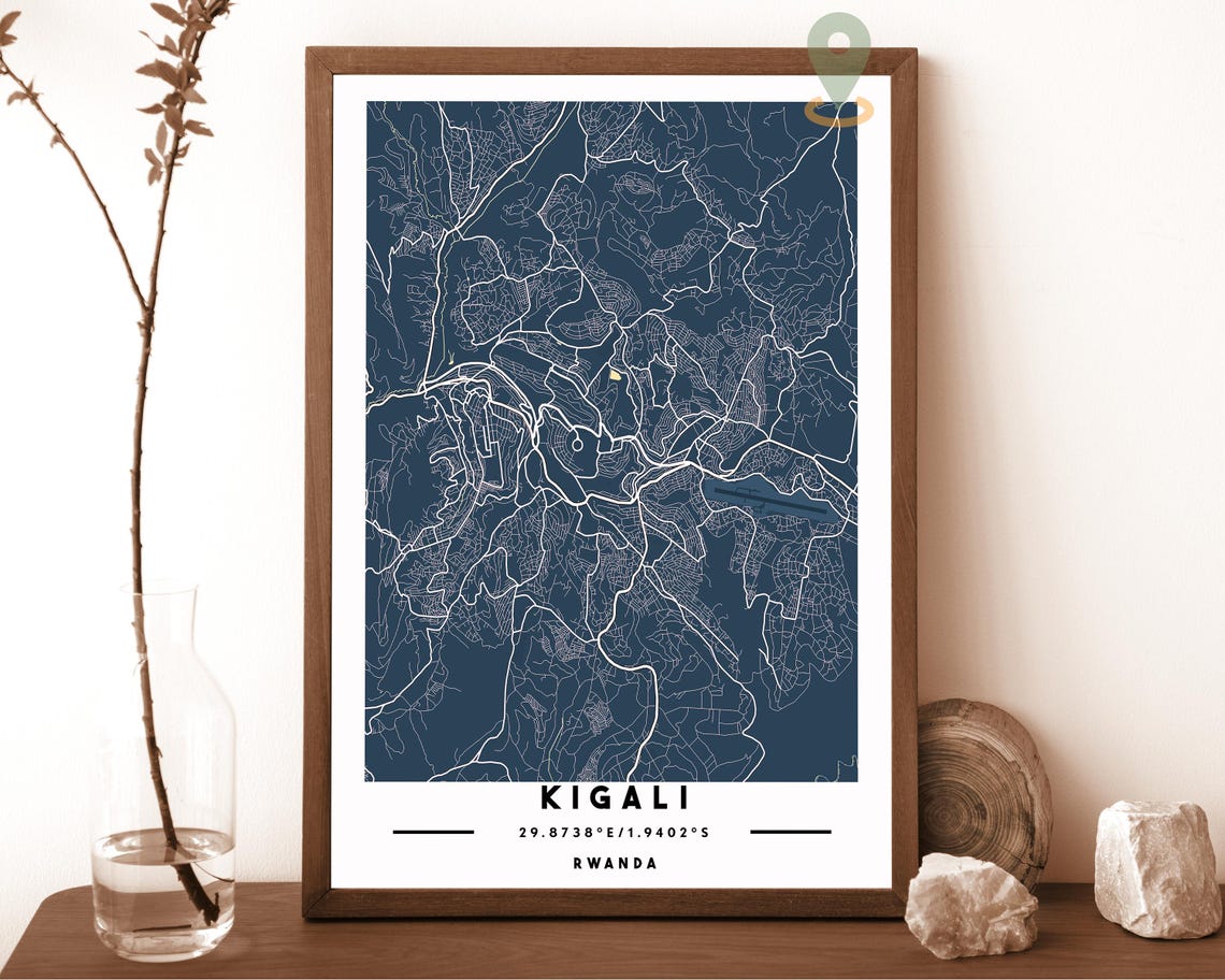 Kigali Rwanda City Street Map Minimalist Poster Wall Decor Art - Image 2