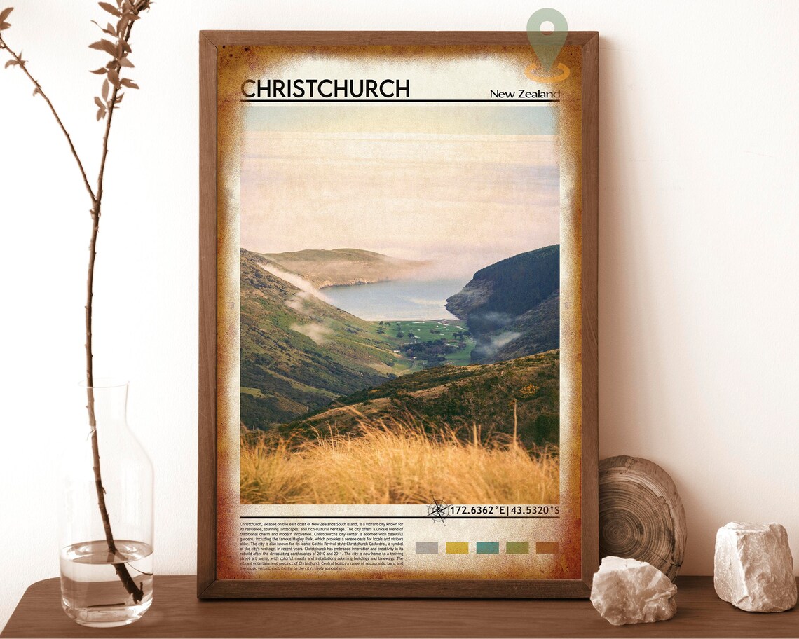 Christchurch New Zealand Coastal Hills Landscape Scenic Poster - Image 6