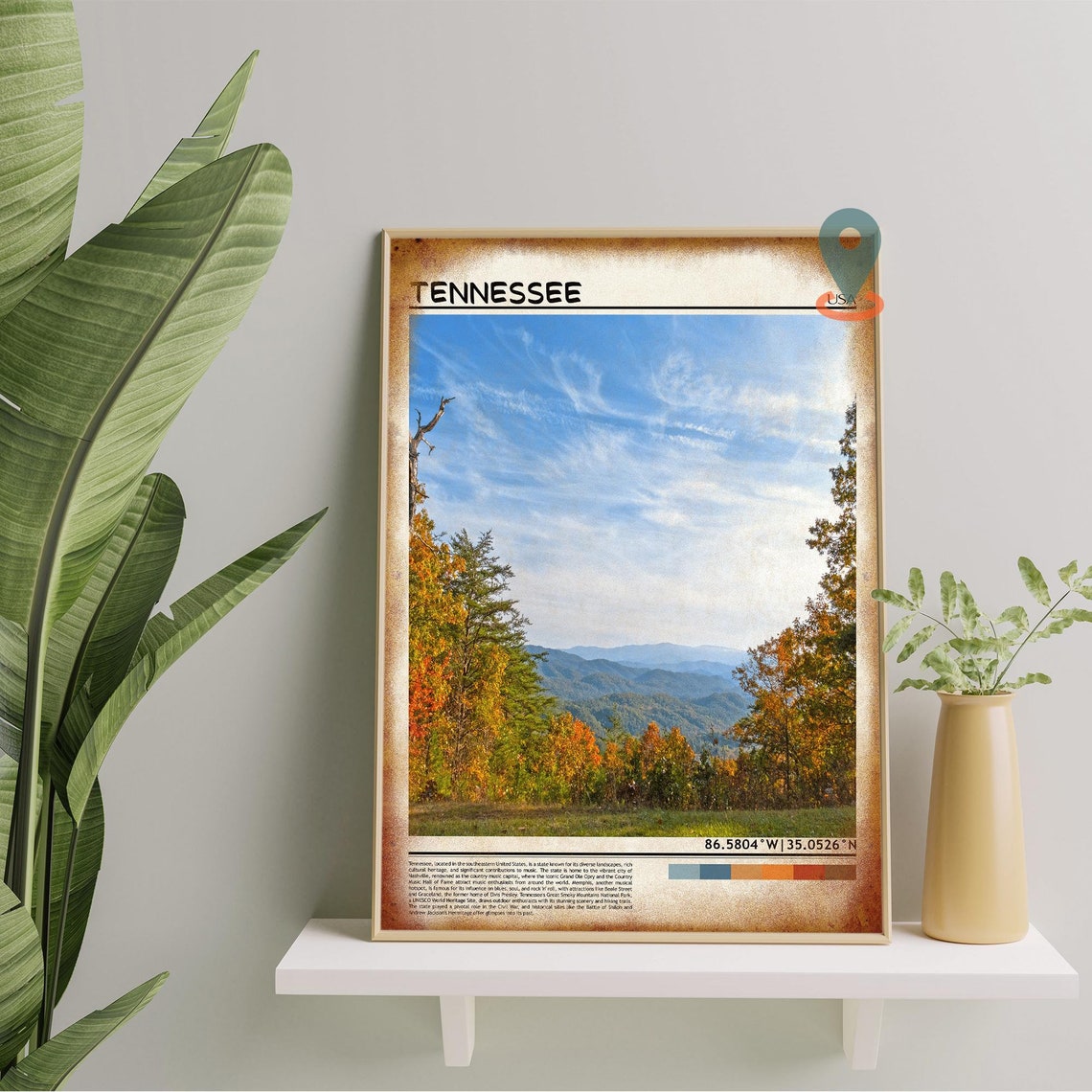 Tennessee Smoky Mountains Fall Colors Autumn Forest View Poster - Image 5