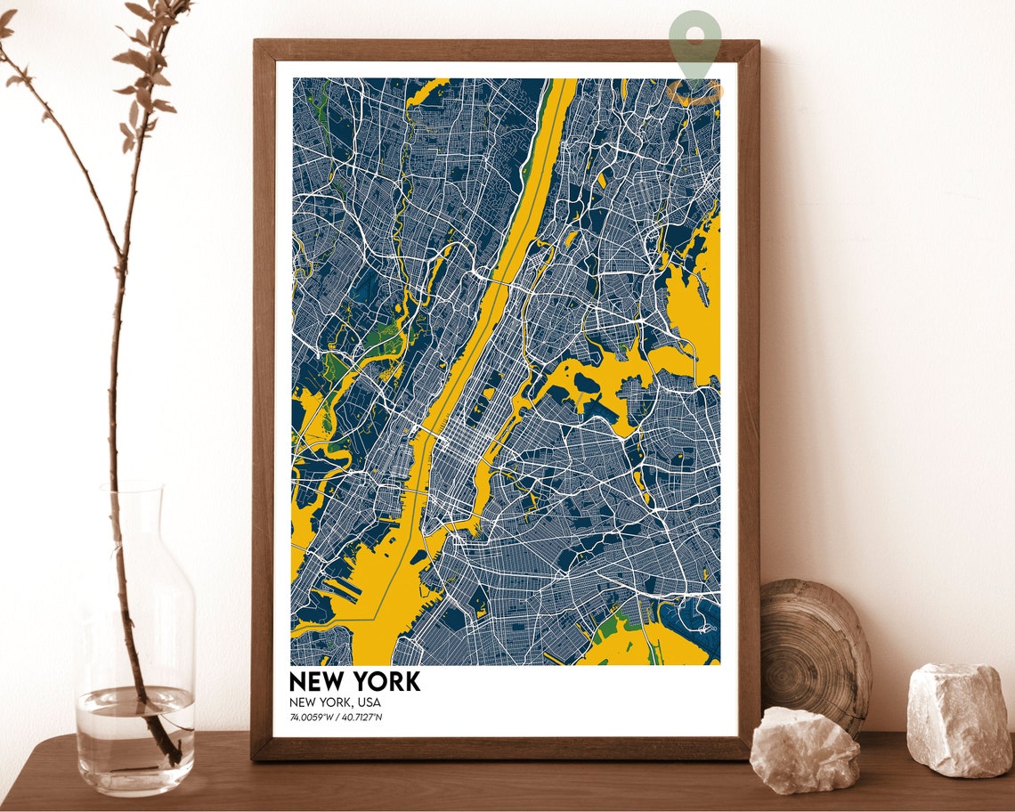 New York Map New York Map Print New York City Map New York Wall Art New York Travel Poster New York Poster New York City Poster - Image 2