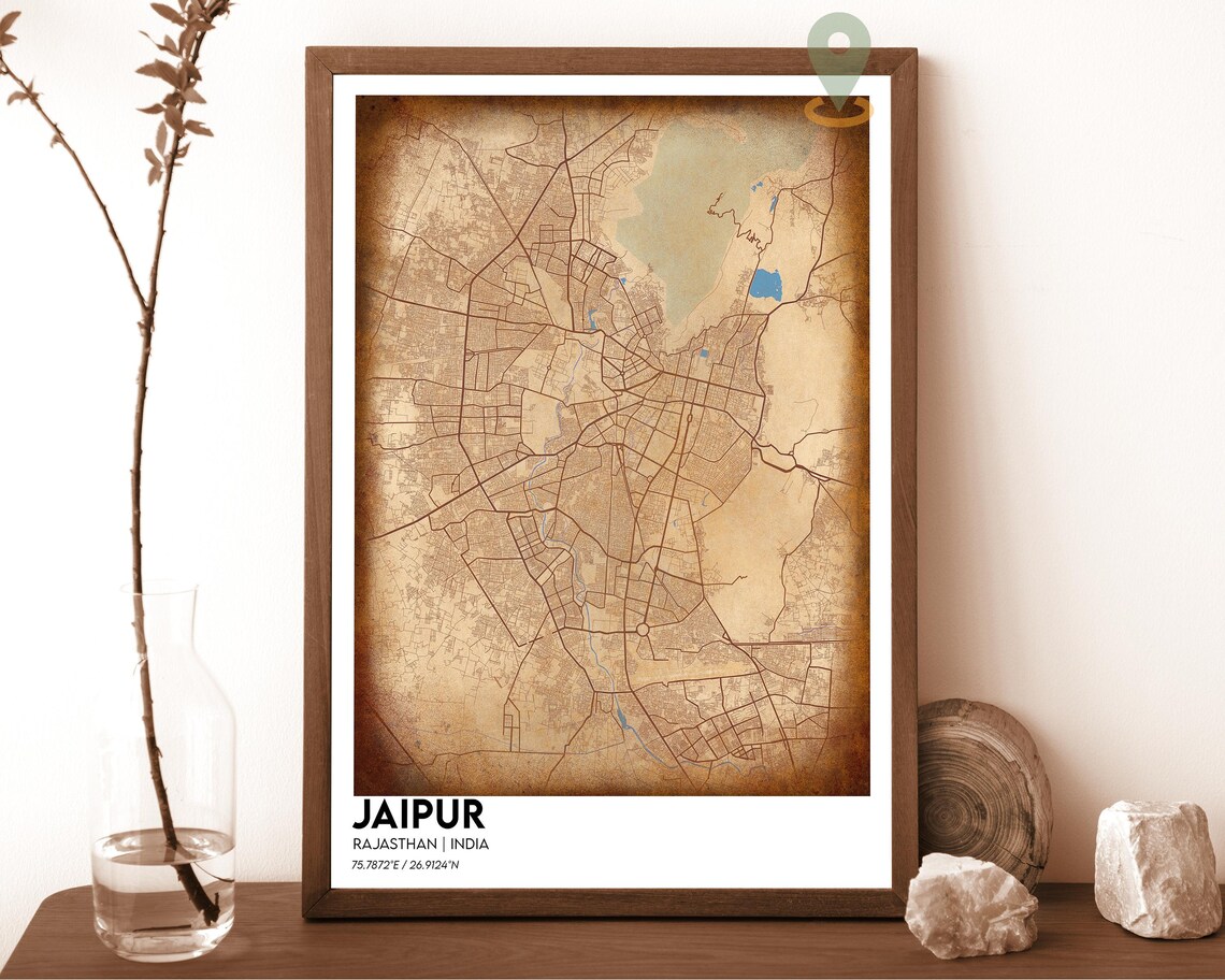 Jaipur India Purple Cyan Modern Minimalist City Map Wall Art - Image 5