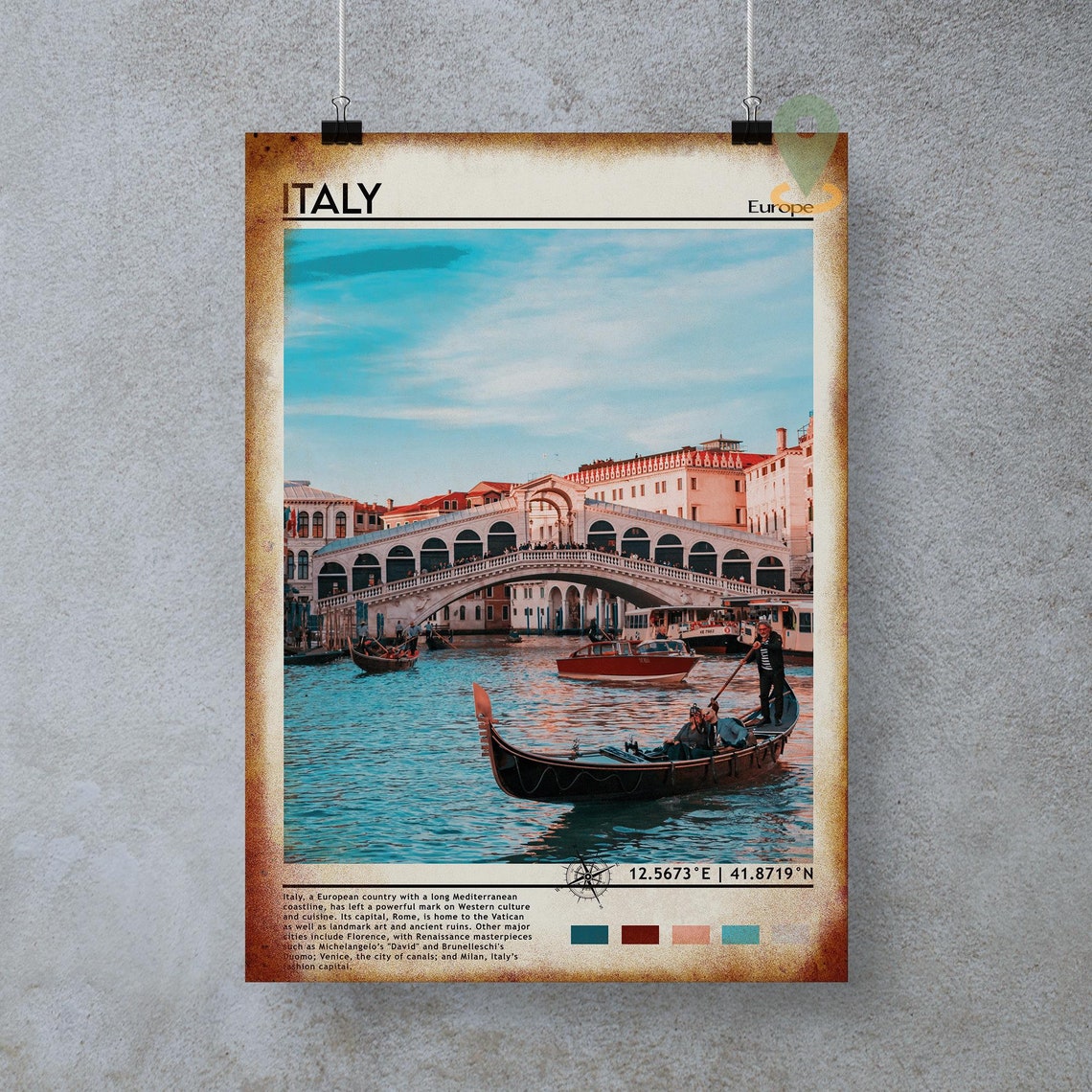 Italy Print Vintage Poster Italy Art Italy Poster Italy Photo Italy Poster Print Italy Wall Art Rome Poster Travel Gift Rome Art - Image 2