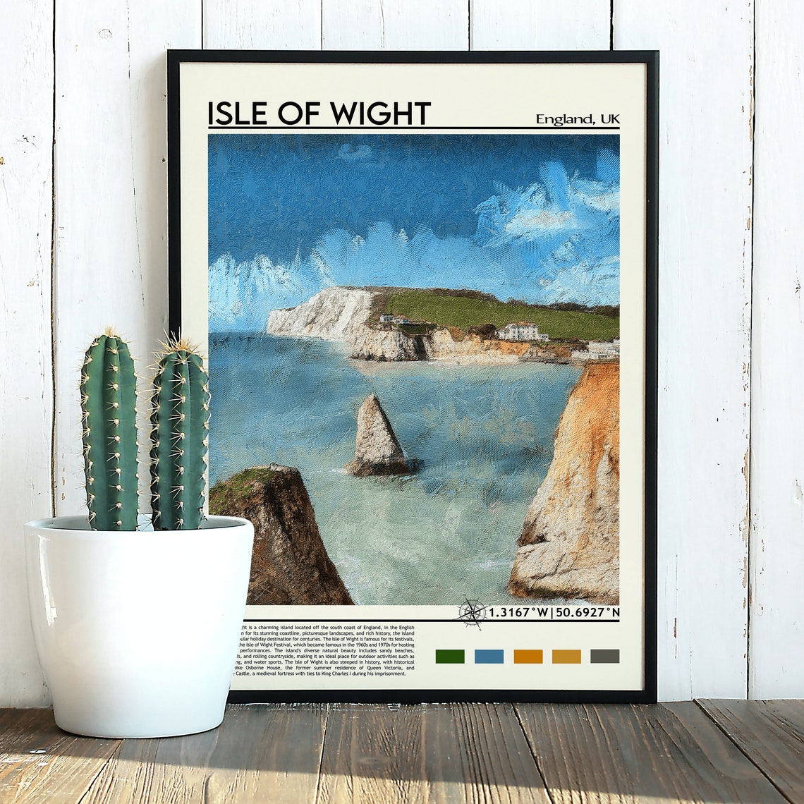 Isle of Wight England White Cliffs Coastal Photo Travel Wall Art - Image 5