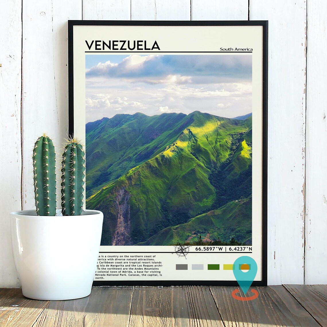 Venezuela Green Mountain Ridges South America Nature Travel Poster - Image 3