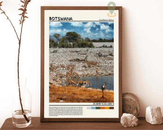 Botswana Print Botswana Wall Art Botswana Poster Botswana Photo Botswana Poster Print Botswana Travel Poster Botswana Gaborone