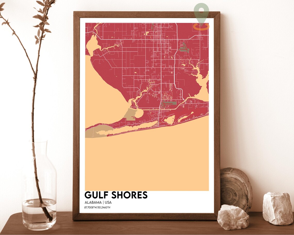 Gulf Shores Map Gulf Shores Map Print Gulf Shores Personalized Map Gulf Shores Wall Art Gulf Shores Travel Poster Gulf Shores Alabama - Image 4