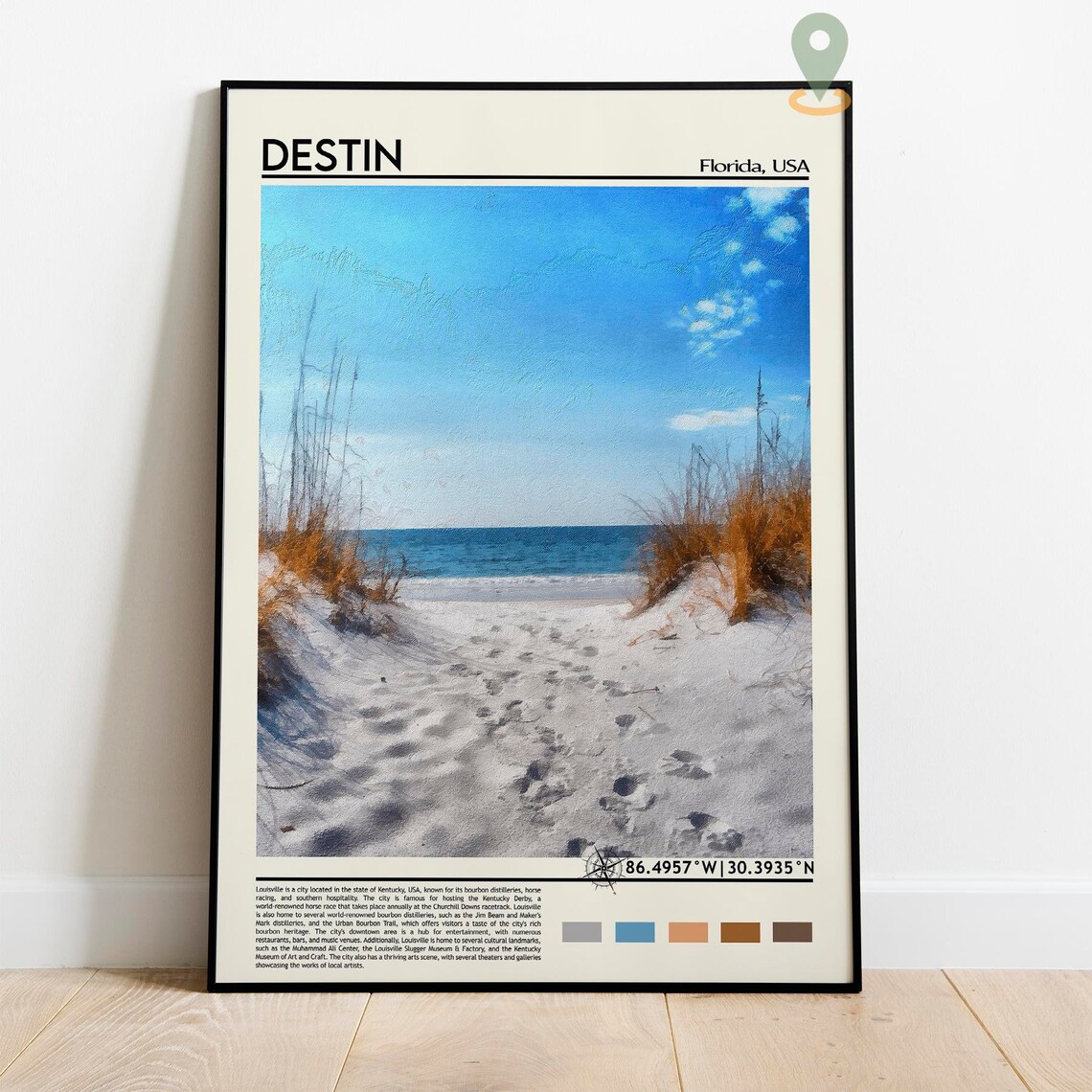 Destin Florida USA White Sand Beach Dunes and Sea Oats Poster - Image 2