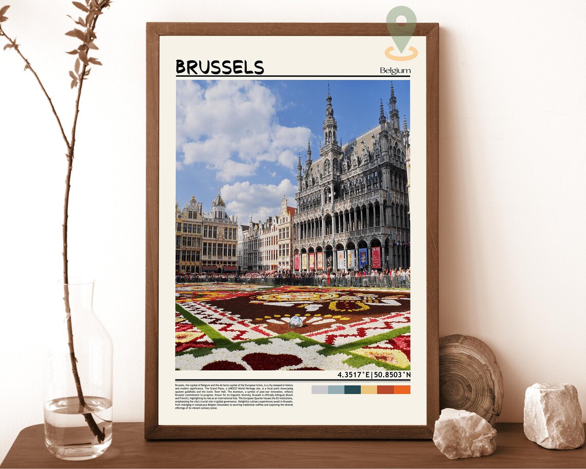 Brussels Belgium Grand Place Flower Carpet Square Photo Poster