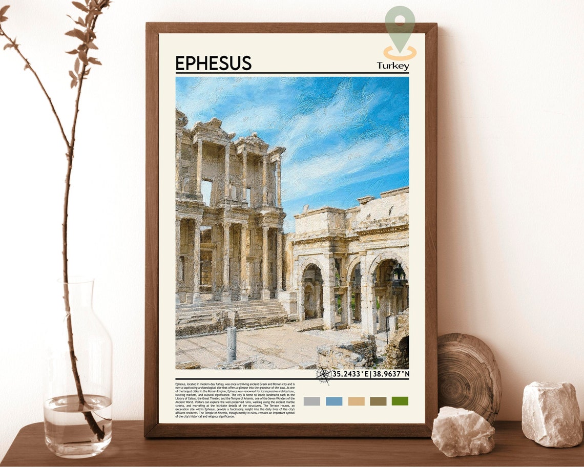 Ephesus Turkey Ancient Library of Celsus Ruins Historic Poster