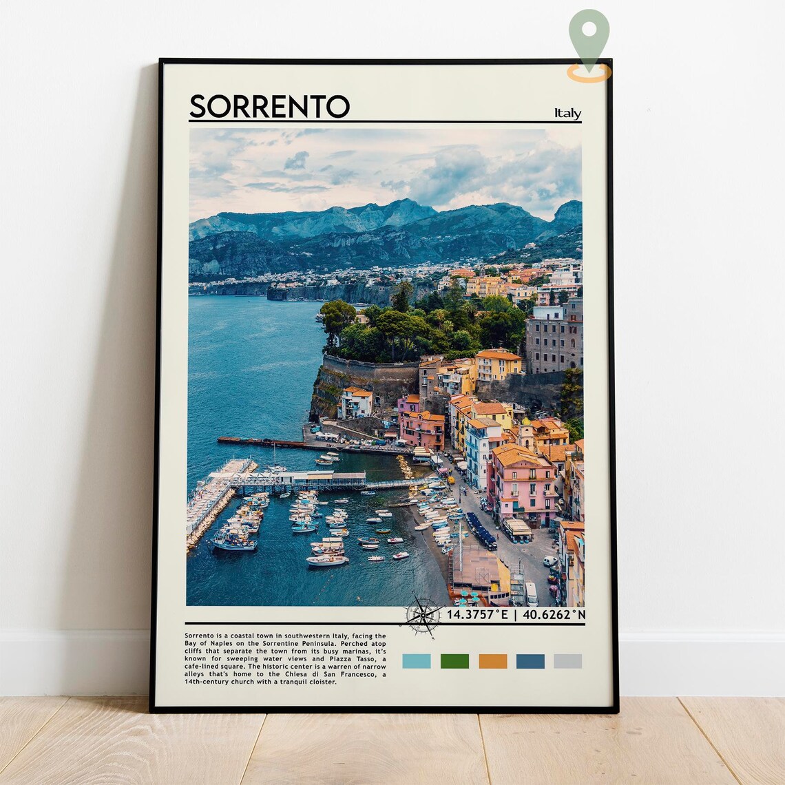 Sorrento Italy Cliffside Marina Colorful Harbor Bay View Poster - Image 2