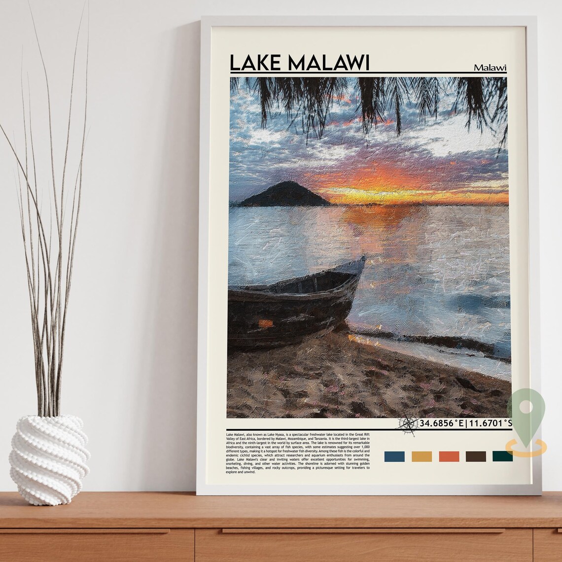 Lake Malawi Sunset Fishing Boat Golden Hour Africa Travel Poster - Image 5