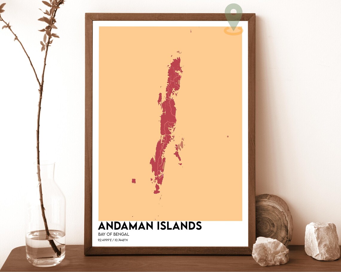 Andaman Islands Bay of Bengal Navy Yellow Modern Map Art Poster - Image 4