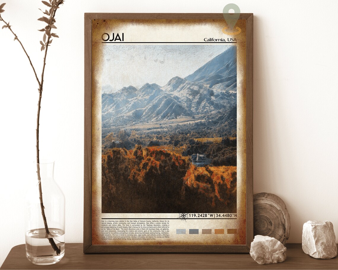 Ojai California Autumn Valley Mountains Scenic Travel Poster - Image 6
