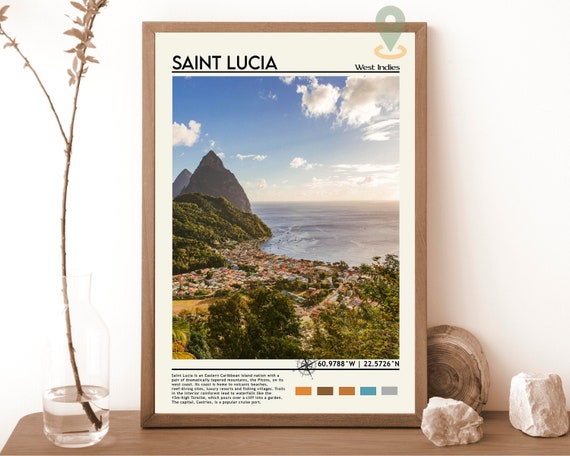 Saint Lucia Print Vintage Poster Saint Lucia Wall Art Saint Lucia Poster Saint Lucia Photo Saint Lucia Poster Print Caribbean