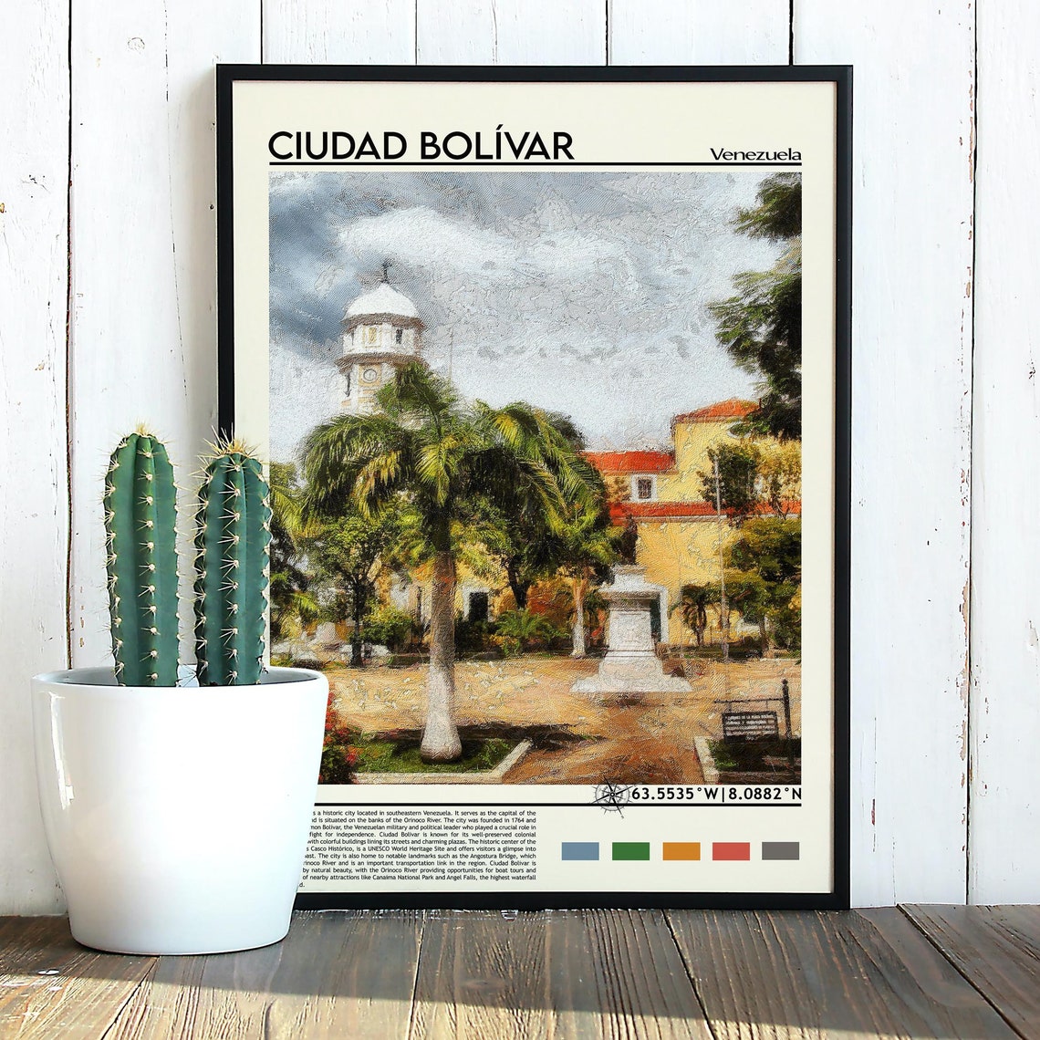 Ciudad Bolivar Venezuela Colonial Cathedral Travel Art Poster - Image 5