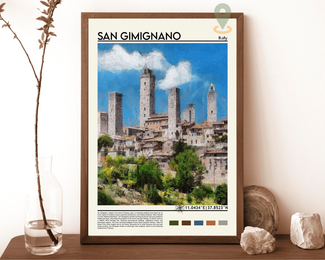 San Gimignano Travel Print San Gimignano Poster Italy Poster Tuscany Poster Tuscany Village Italian Village San Gimignano Print