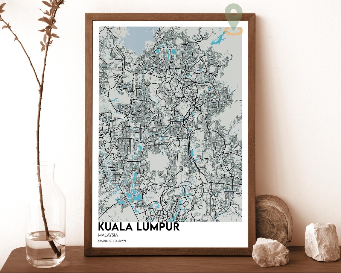 Kuala Lumpur Malaysia City Map Beige Vintage Street Style Poster - Image 4