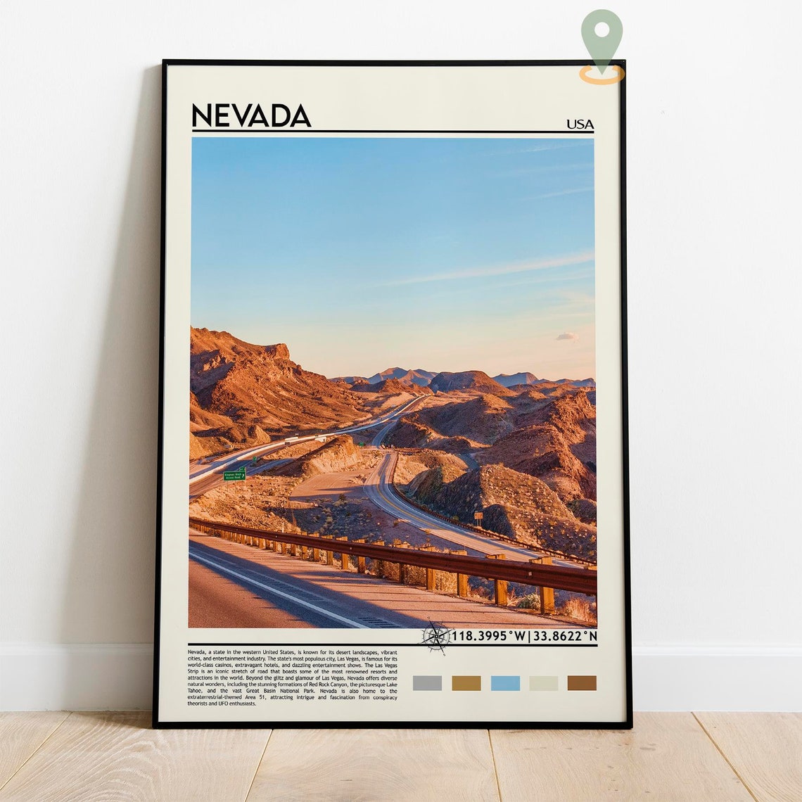 Nevada Desert Highway Red Rock Canyon Travel Poster Road Trip - Image 2