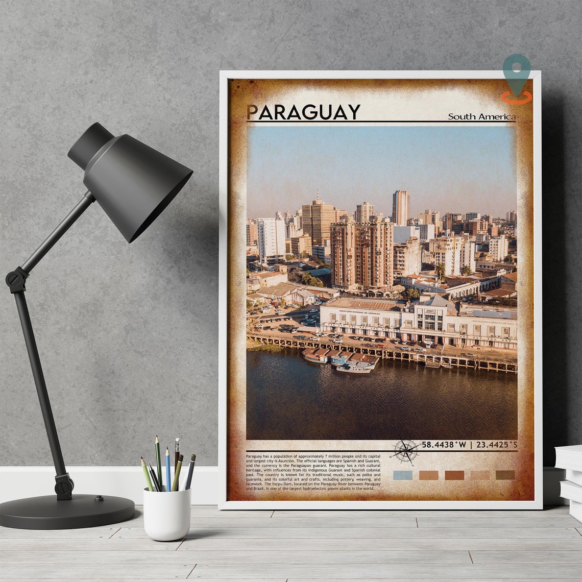 Paraguay Print Paraguay Art Paraguay Poster Paraguay Photo Paraguay Poster Print Paraguay Painting Asuncin Travel Poster Paraguay - Image 4