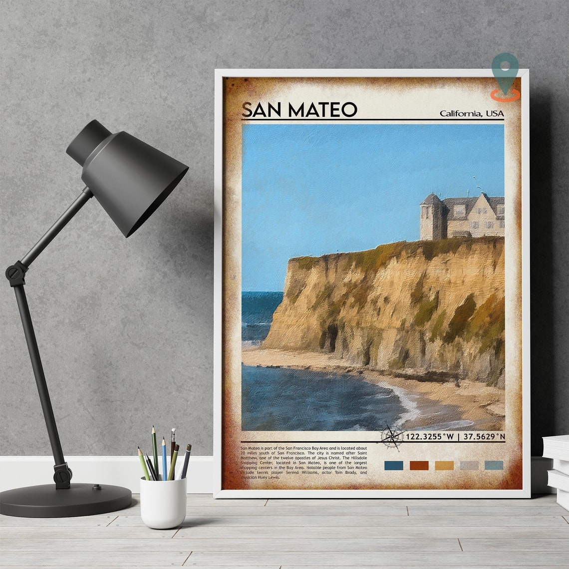 San Mateo Print San Mateo Art San Mateo Poster San Mateo Photo San Mateo Poster Print San Mateo Painting California Travel Poster - Image 3