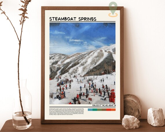 Steamboat Springs Colorado Ski Slopes Snowy Resort Winter Travel Poster