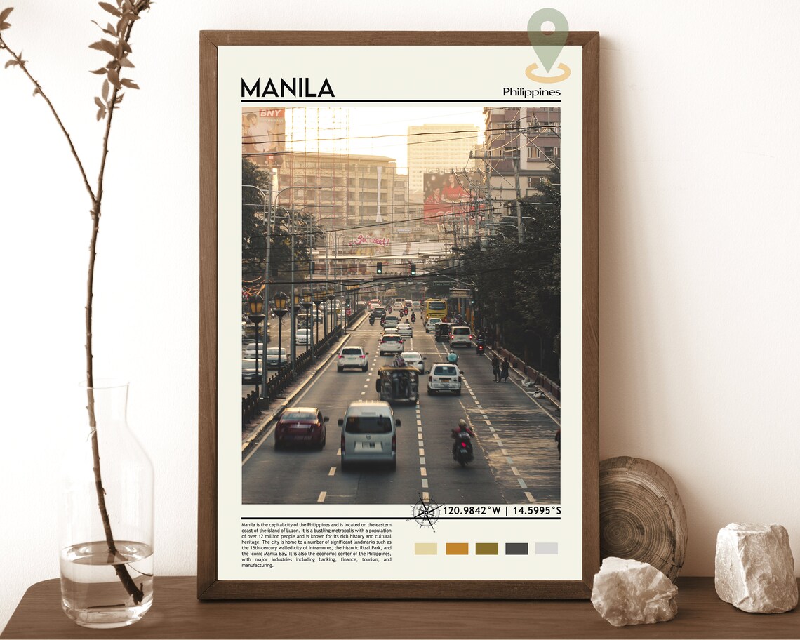 Manila Philippines Vintage City Street Photography Travel Poster