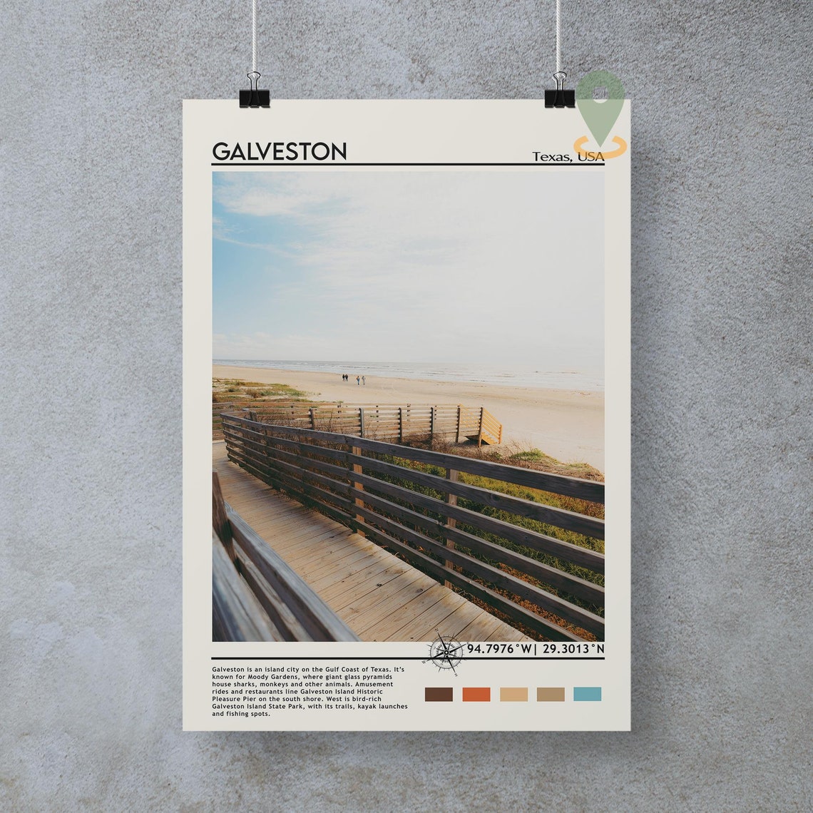 Galveston Print Galveston Art Galveston Poster Galveston Photo Galveston Poster Print Galveston Painting Texas Travel Poster - Image 5