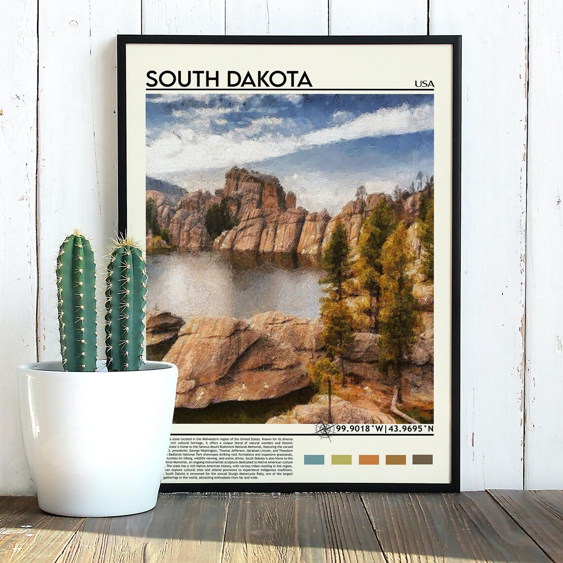 South Dakota USA Black Hills Needles Granite Peaks Vintage Poster - Image 5