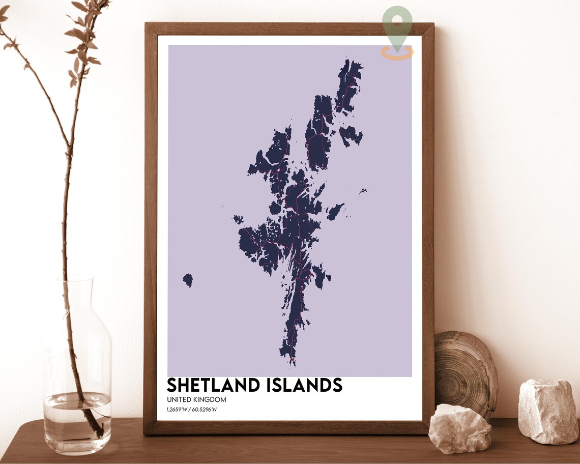 Shetland Islands Scotland UK Modern Minimalist Map Art Poster - Image 6