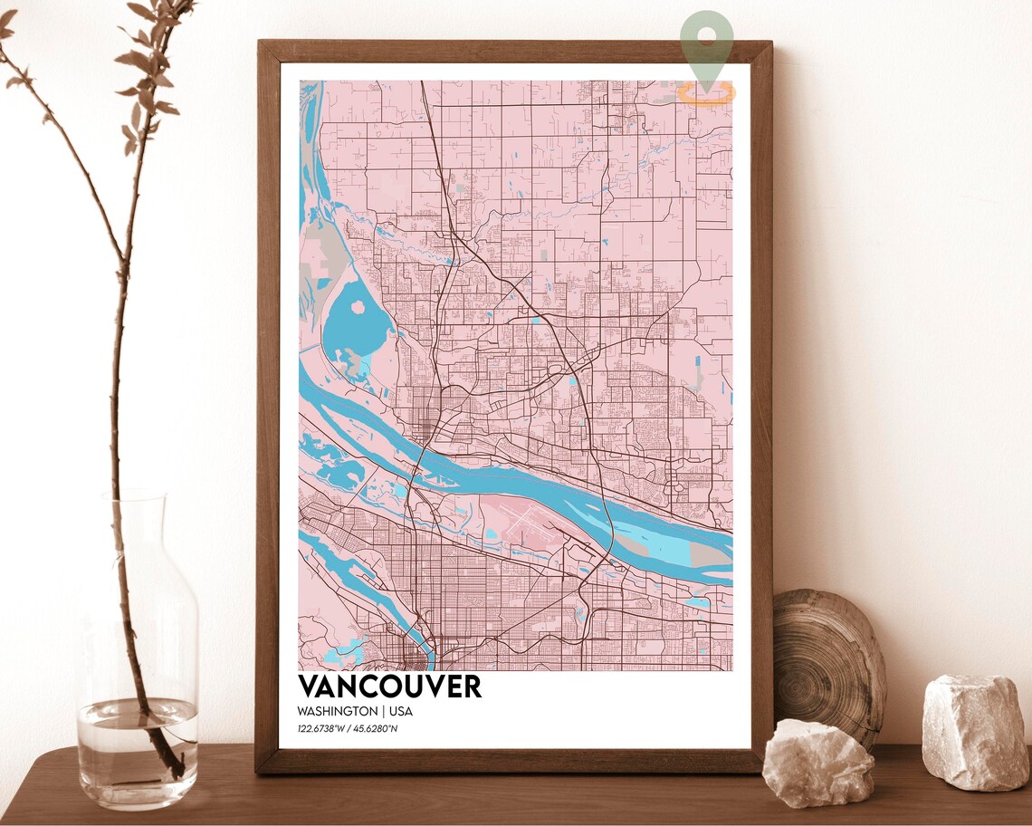 Vancouver Washington USA Vintage Sepia City Street Map Poster - Image 4