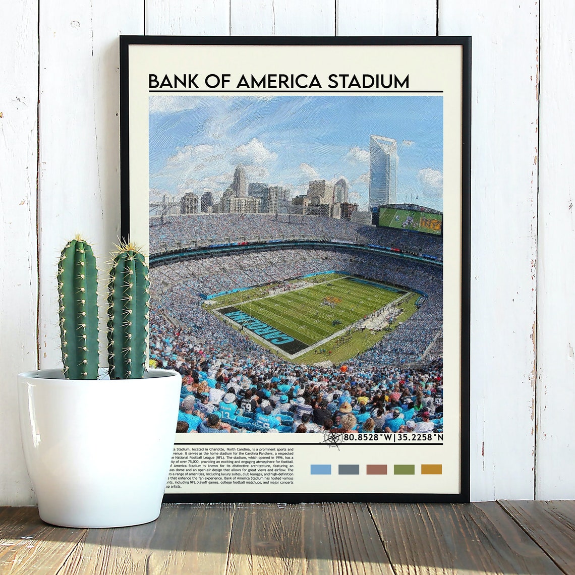 Bank Of America Stadium Art Print Panthers Football Stadium Football Field Decoration Gift Watercolor Decor Football Poster Print - Image 5