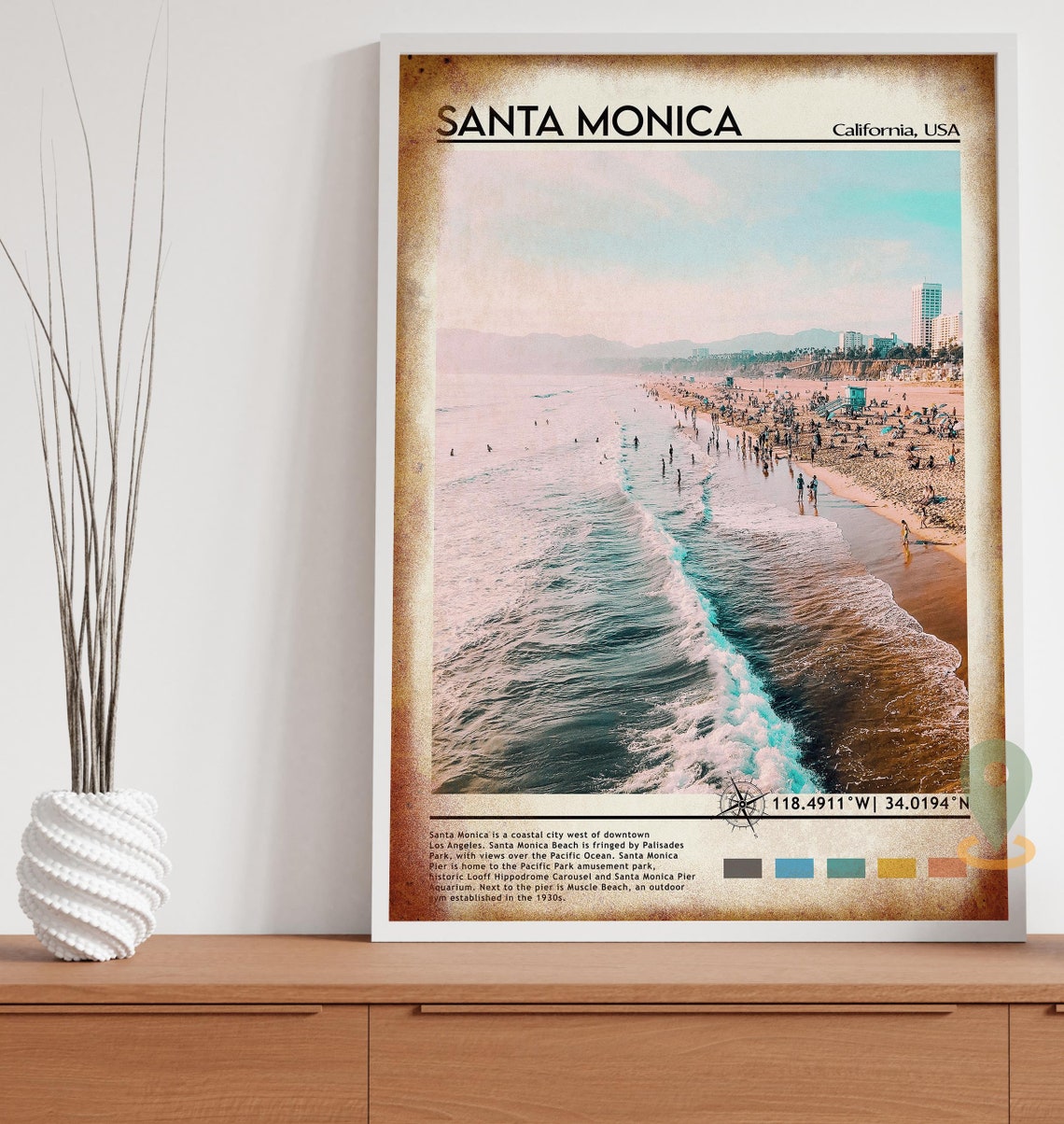 Santa Monica Print Vintage Poster Santa Monica Art Santa Monica Poster Santa Monica Photo Santa Monica Poster Print California Poster - Image 5