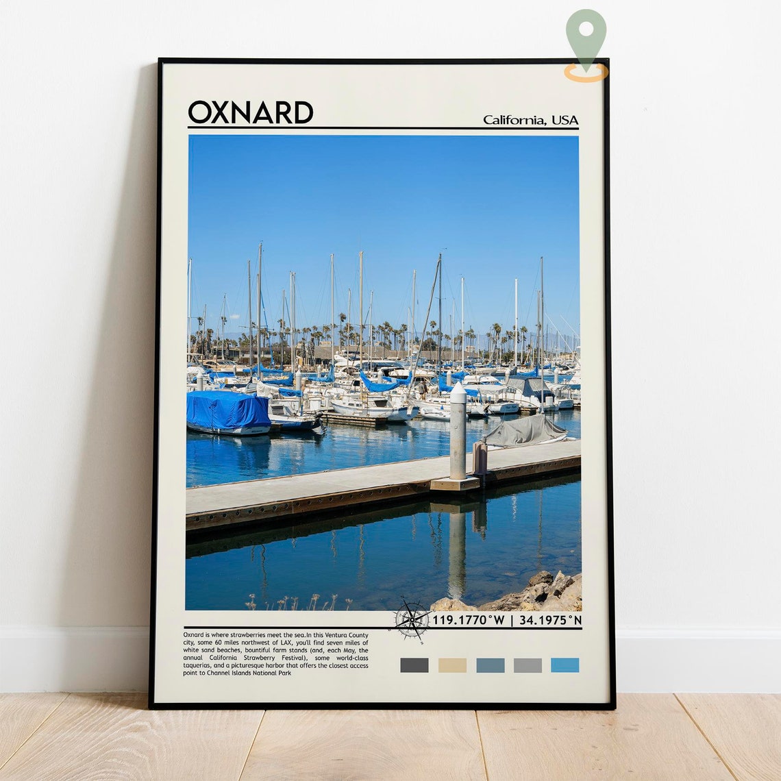 Oxnard California Marina Harbor Sailboats Scenic Travel Poster - Image 3