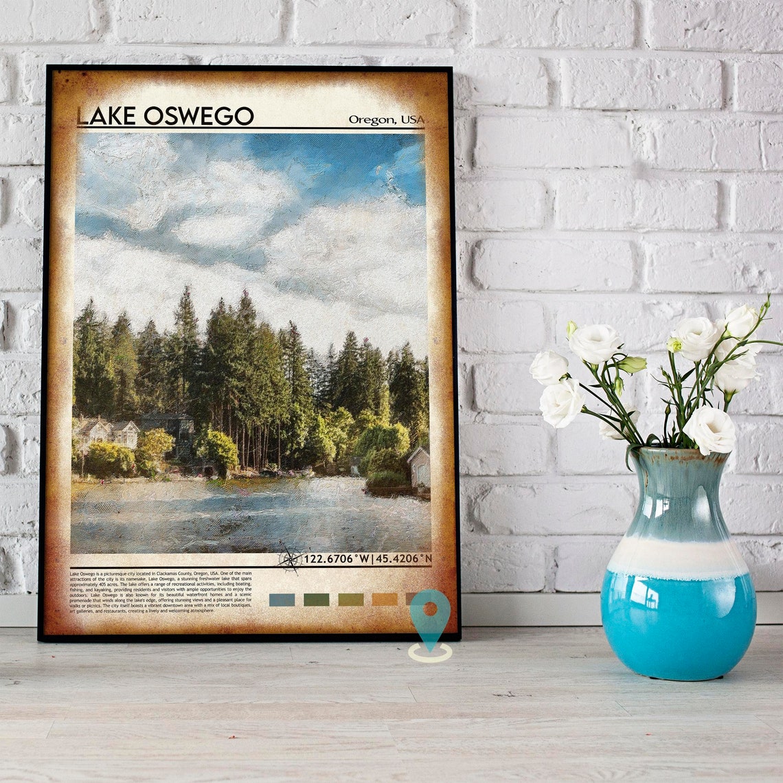 Lake Oswego Print Lake Oswego Poster Lake Oswego Wall Art Lake Oswego Travel Print Lake Oswego Art Print Lake Oswego Art Oregon Print - Image 4