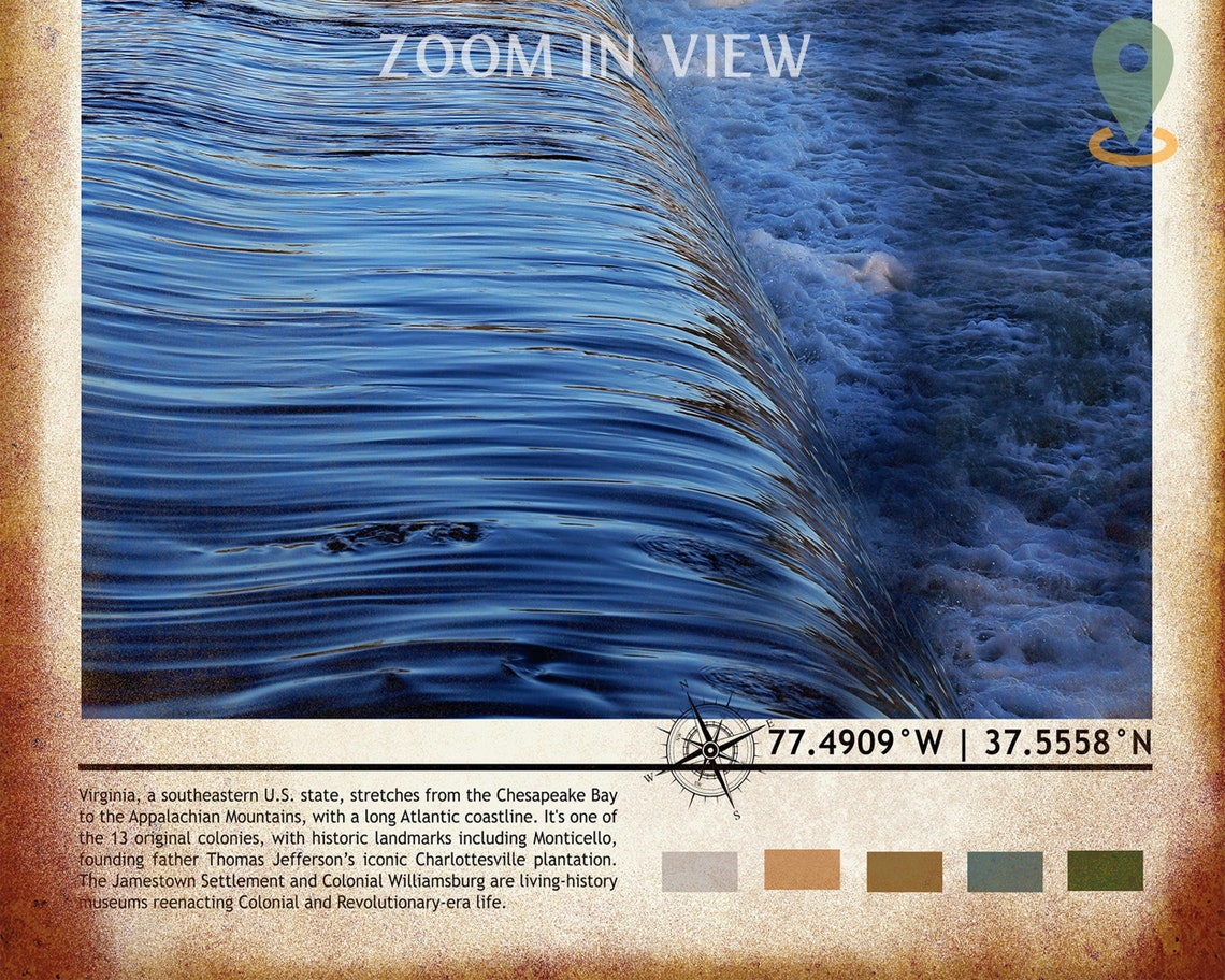 Virginia Scenic River Rapids Waterfall Dam Nature Landscape Poster - Image 5