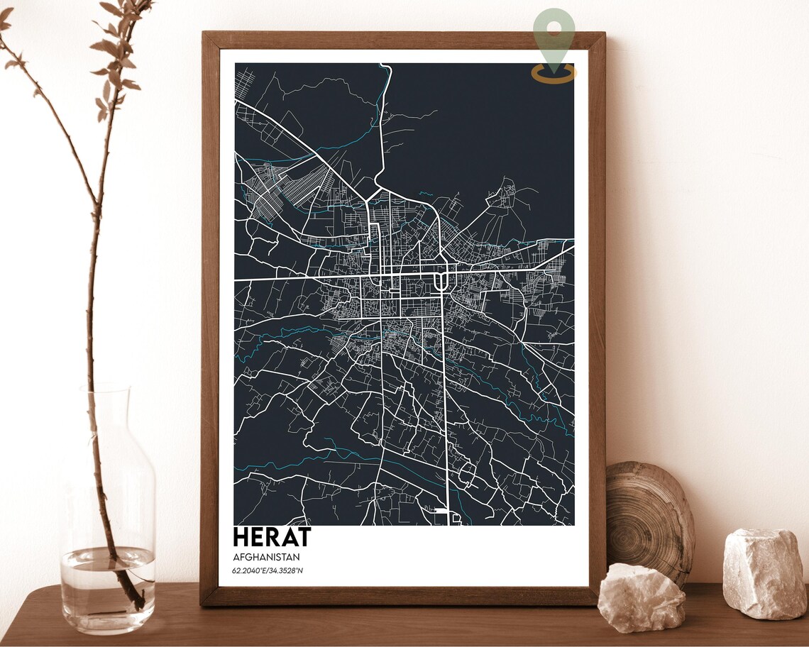 Herat Afghanistan Modern City Map Teal White Minimalist Poster - Image 5