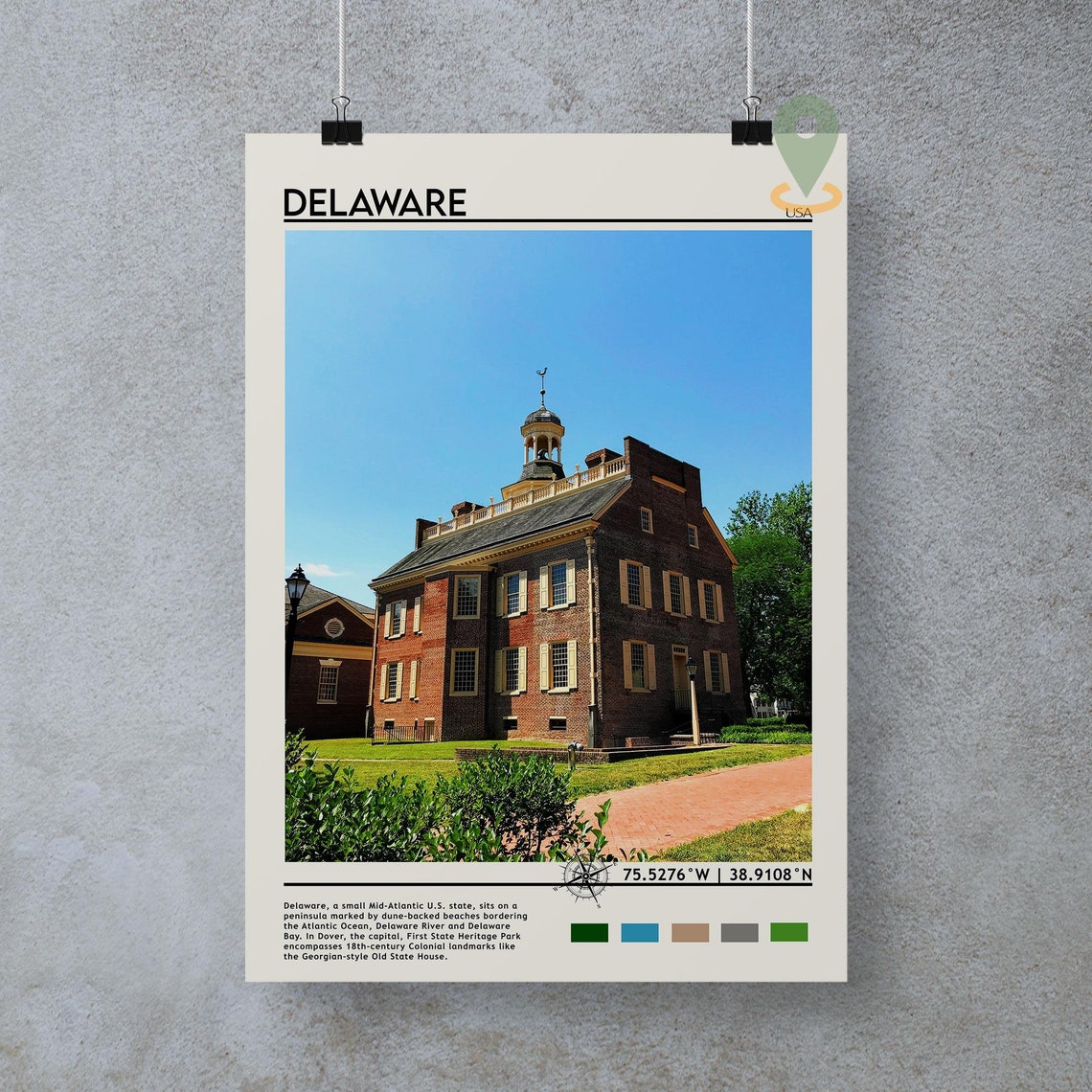 Delaware Old State House Historic Dover Colonial Architecture Poster - Image 4