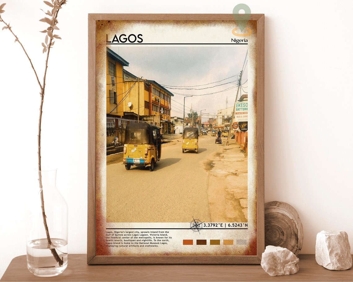 Lagos Nigeria Street Life Yellow Tricycles Africa Travel Poster - Image 6