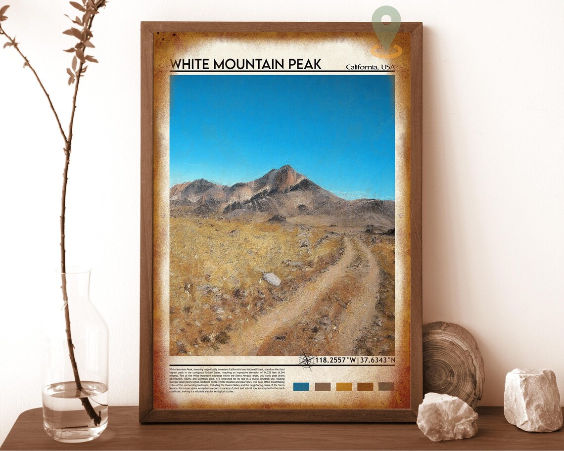 White Mountain Peak California Desert Summit USA Travel Facts Poster - Image 6