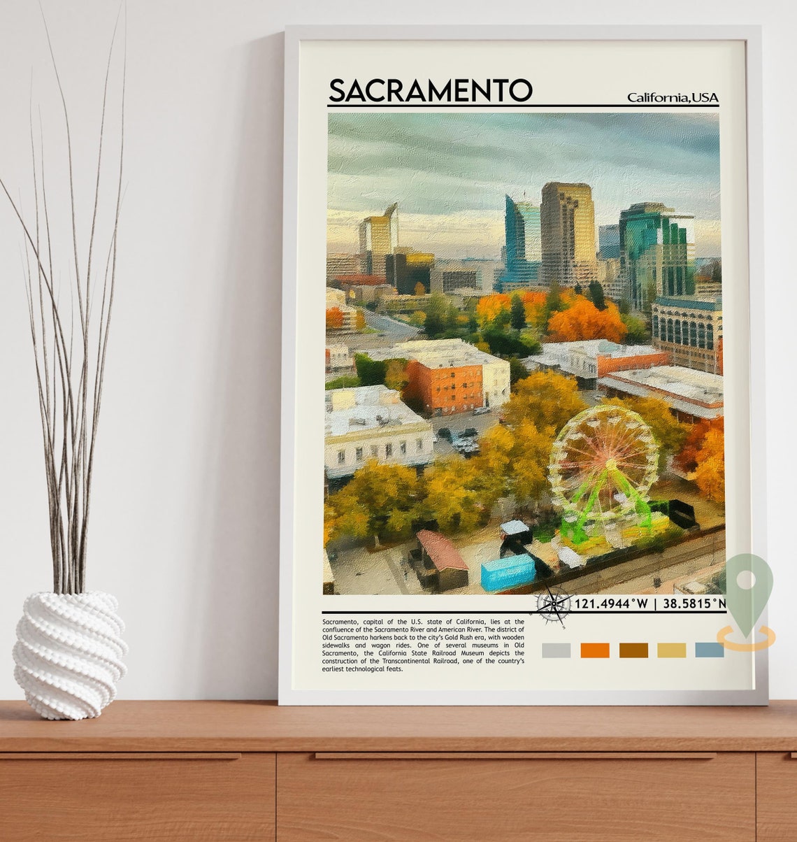 Sacramento Print Sacramento Art Sacramento Poster Sacramento Photo Sacramento Poster Print Sacramento Painting California Travel Print - Image 3